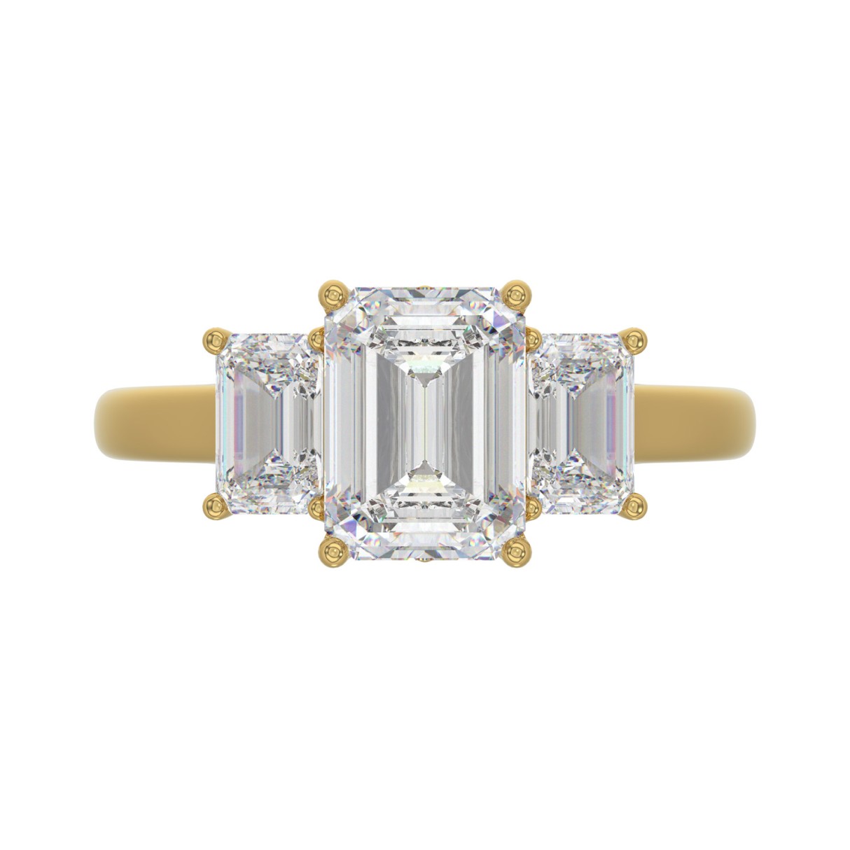 14K YELLOW GOLD 3.00CT EMERALD DIAMOND LADIES RING (CENTER STONE EMERALD DIAMOND  2CT)