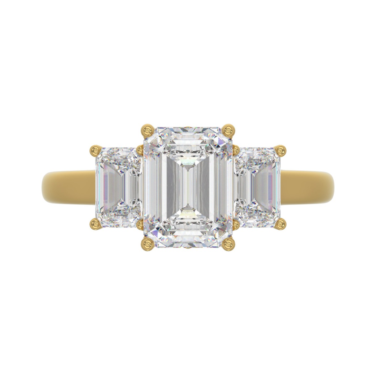 14K YELLOW GOLD 3.00CT EMERALD DIAMOND LADIES RING (CENTER STONE EMERALD DIAMOND  2CT)
