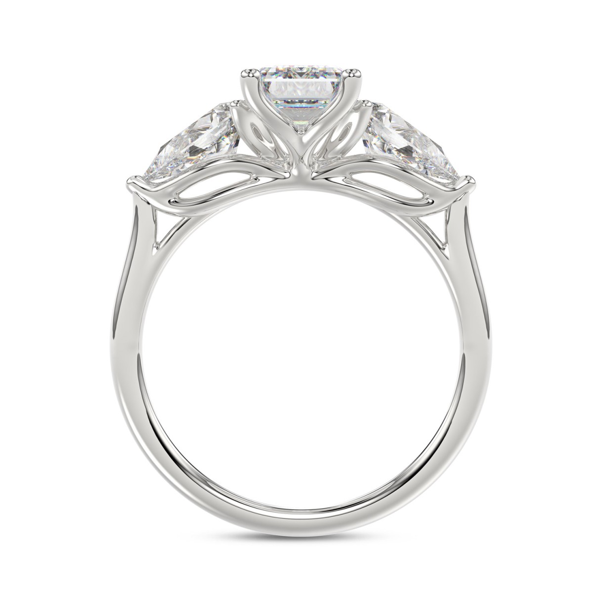 14K WHITE GOLD 2 5/8CT EMERALD/PEAR DIAMOND LADIES RING (CENTER STONE EMERALD DIAMOND 1 1/2CT)