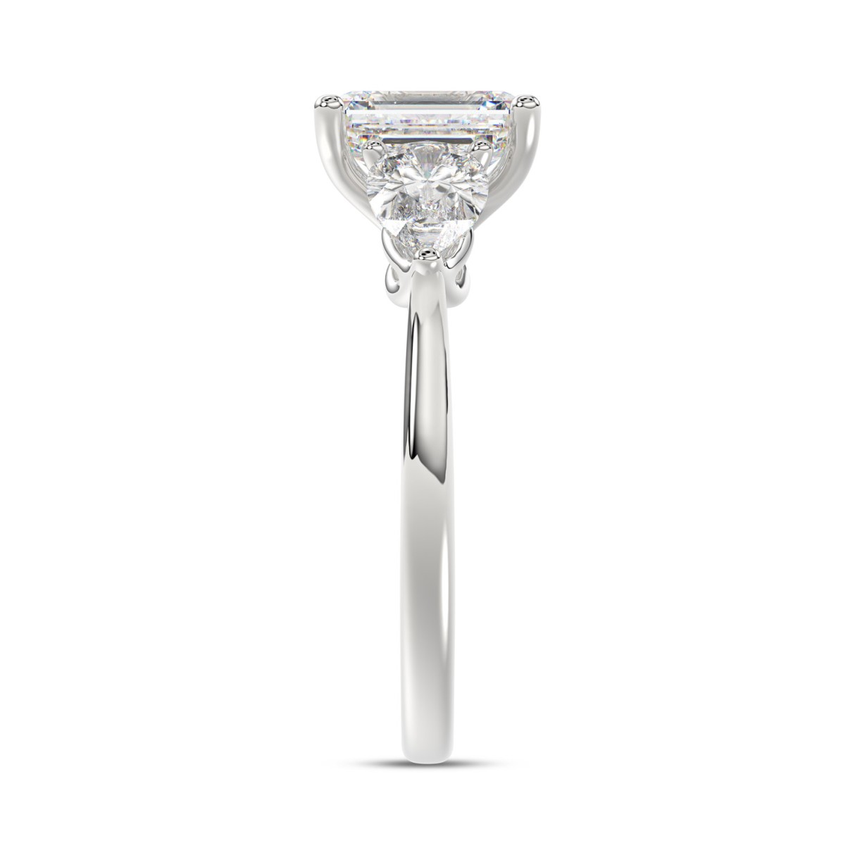 14K WHITE GOLD 2 5/8CT EMERALD/PEAR DIAMOND LADIES RING (CENTER STONE EMERALD DIAMOND 1 1/2CT)