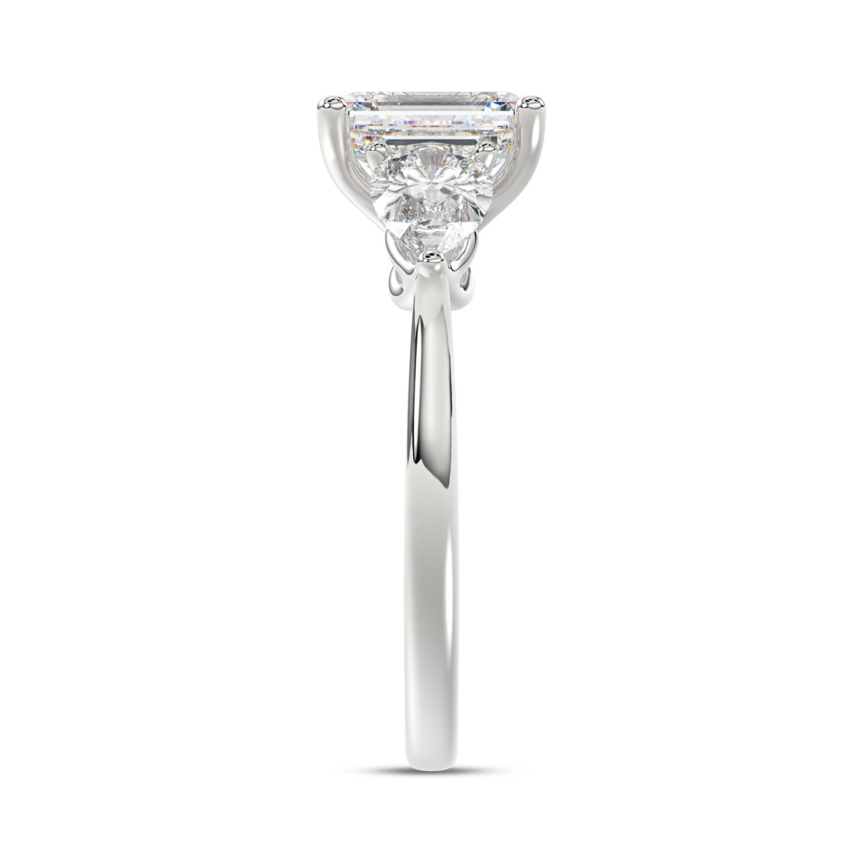 14K WHITE GOLD 2 5/8CT EMERALD/PEAR DIAMOND LADIES RING (CENTER STONE EMERALD DIAMOND 1 1/2CT)