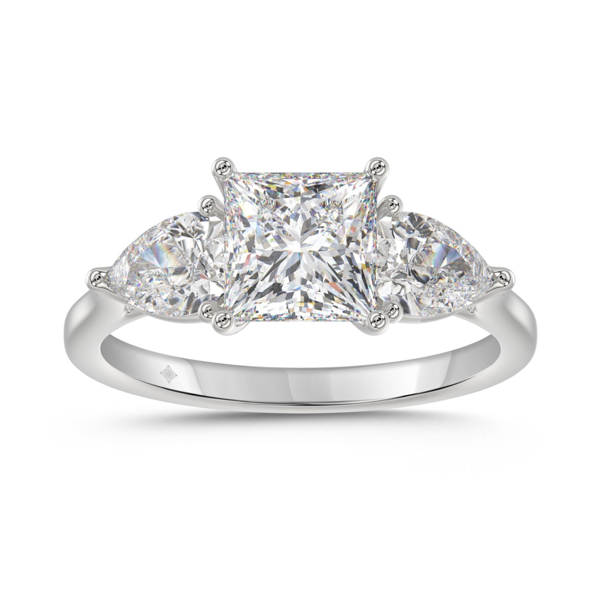 14K WHITE GOLD 2 1/2CT PRINCESS/PEAR DIAMOND LADIE...