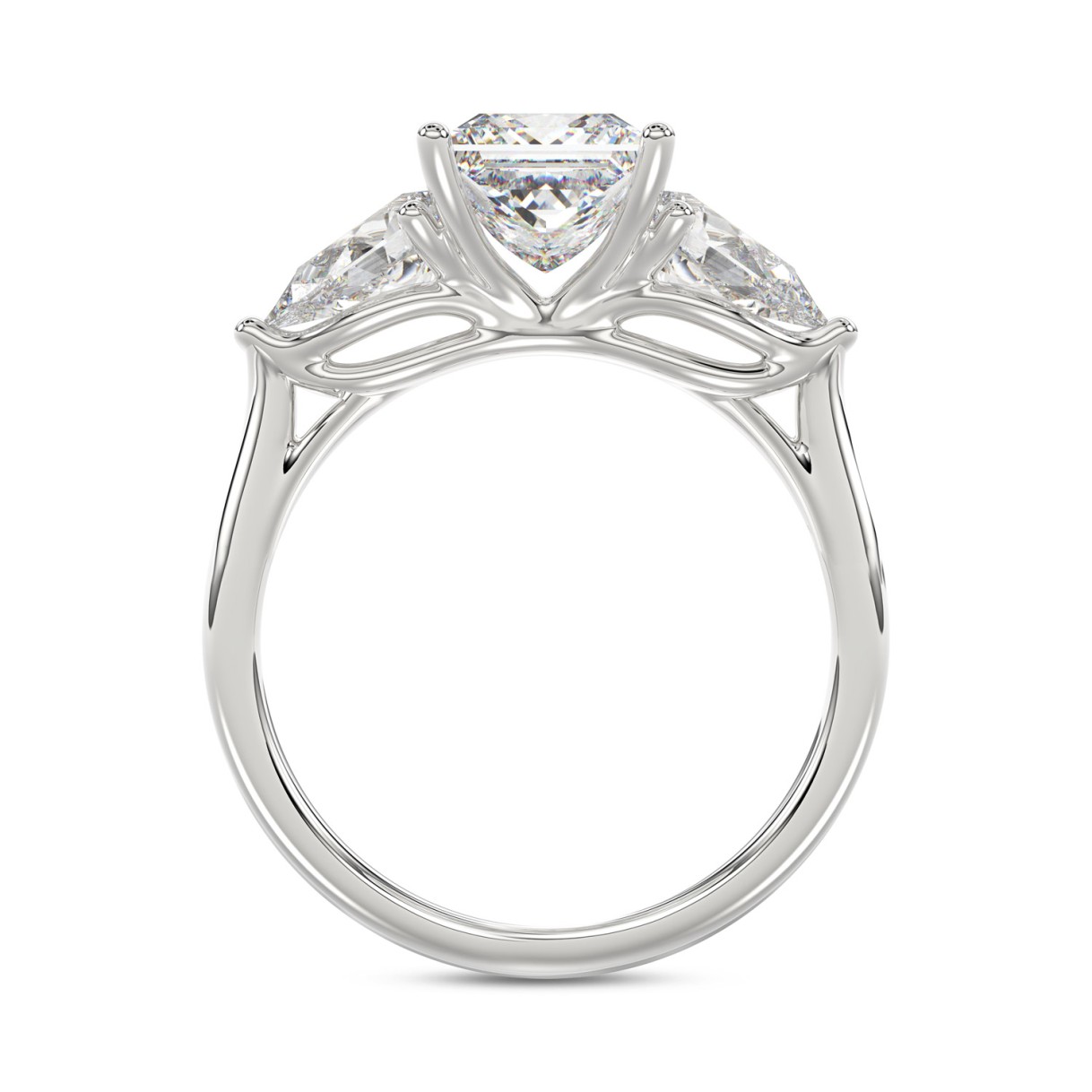 14K WHITE GOLD 2 1/2CT PRINCESS/PEAR DIAMOND LADIES RING (CENTER STONE PRINCESS DIAMOND 1 1/2CT)