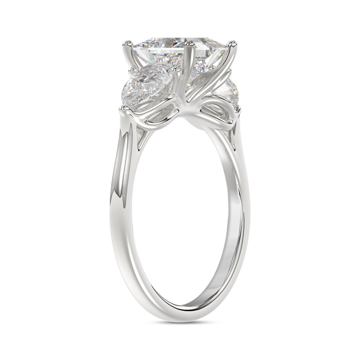 14K WHITE GOLD 2 1/2CT PRINCESS/PEAR DIAMOND LADIES RING (CENTER STONE PRINCESS DIAMOND 1 1/2CT)