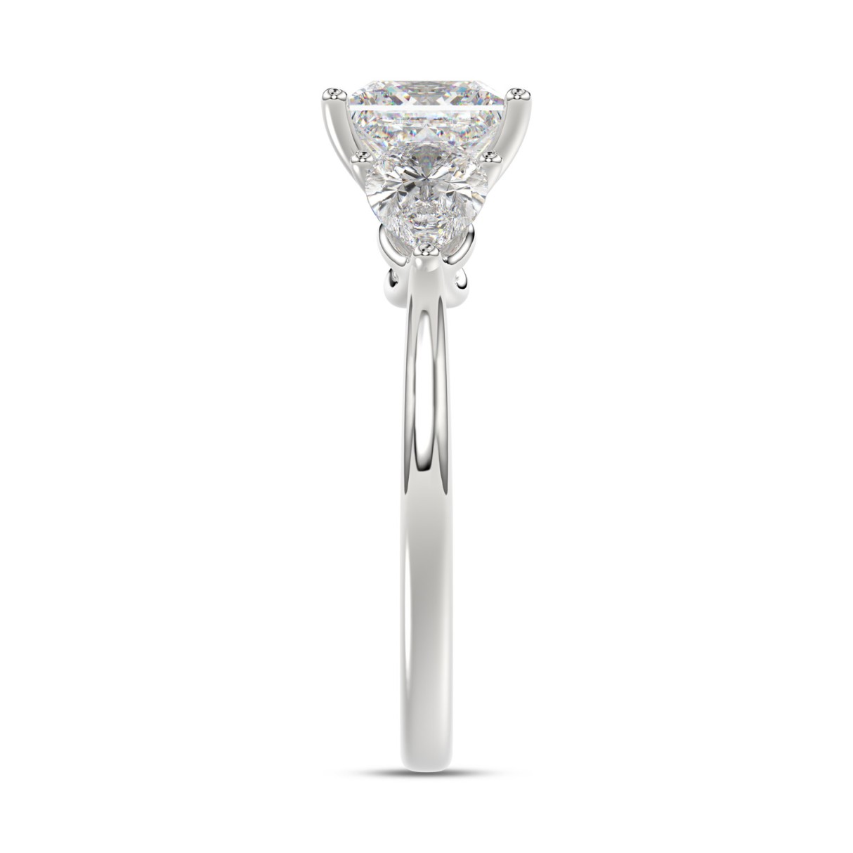14K WHITE GOLD 2 5/8CT PRINCESS/PEAR DIAMOND LADIES RING (CENTER STONE PRINCESS DIAMOND 1 5/8CT)