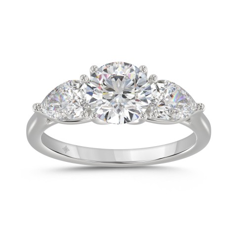 14K WHITE GOLD 2 1/3CT ROUND/PEAR DIAMOND LADIES RING (CENTER STONE ROUND DIAMOND 1 1/4CT)