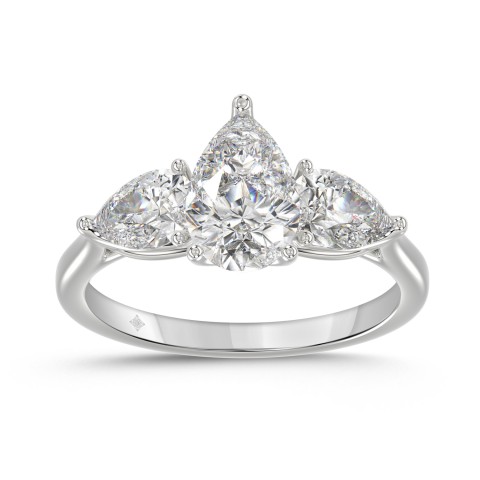 14K WHITE GOLD 2 5/8CT PEAR DIAMOND LADIES RING (CENTER STONE PEAR DIAMOND 1 1/2CT)
