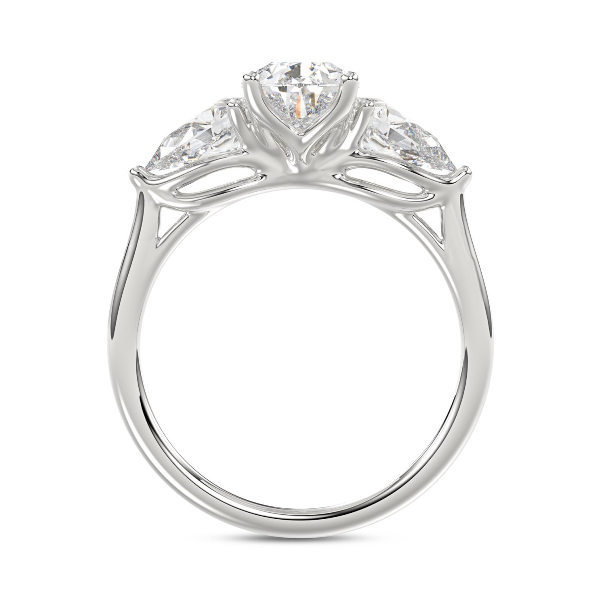 14K WHITE GOLD 2 5/8CT PEAR DIAMOND LADIES RING (CENTER STONE PEAR DIAMOND 1 1/2CT)