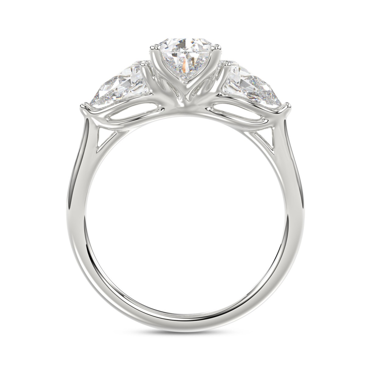 14K WHITE GOLD 2 5/8CT PEAR DIAMOND LADIES RING (CENTER STONE PEAR DIAMOND 1 1/2CT)