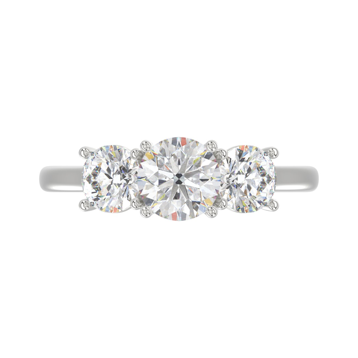 14K WHITE GOLD 2.00CT ROUND DIAMOND LADIES RING (CENTER STONE ROUND DIAMOND 1CT)