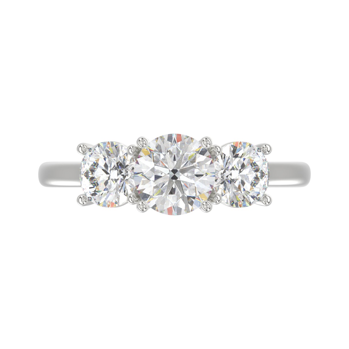 14K WHITE GOLD 2.00CT ROUND DIAMOND LADIES RING (CENTER STONE ROUND DIAMOND 1CT)