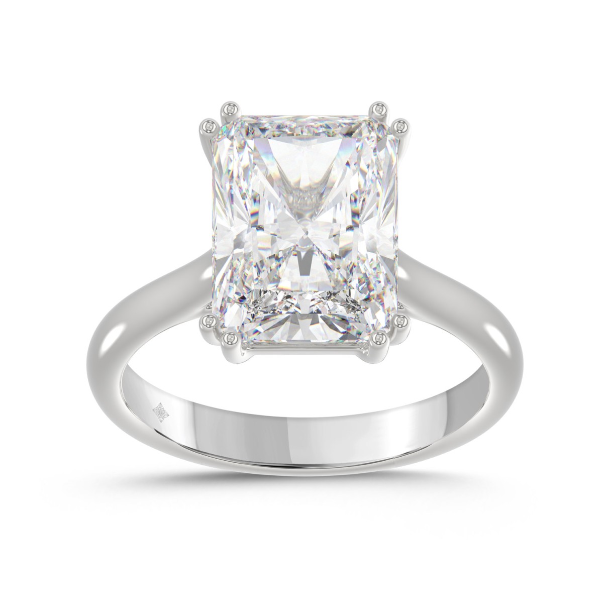 14K WHITE GOLD 5.00CT EMERALD DIAMOND LADIES RING ...