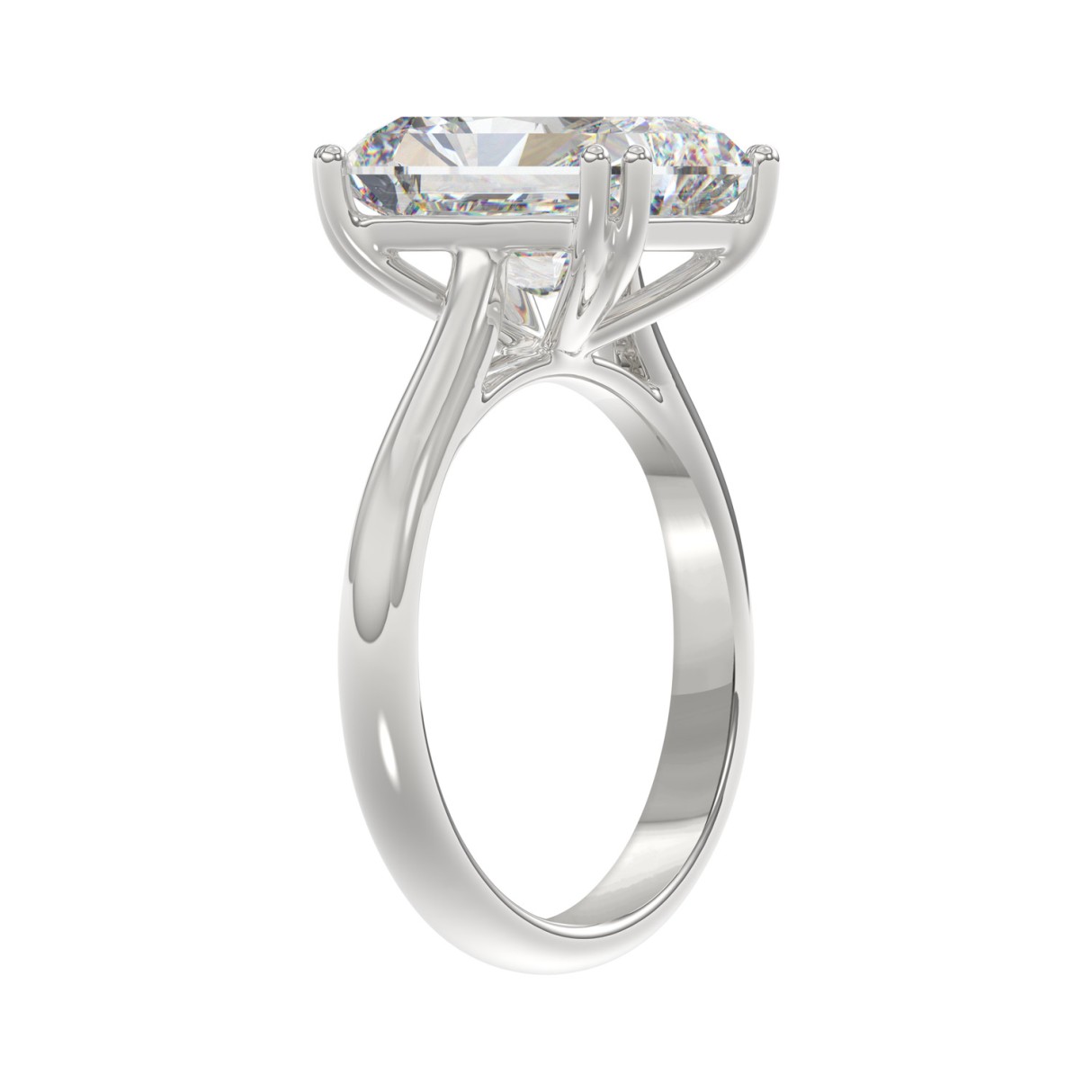 14K WHITE GOLD 5.00CT EMERALD DIAMOND LADIES RING (CENTER STONE EMERALD DIAMOND 5CT)