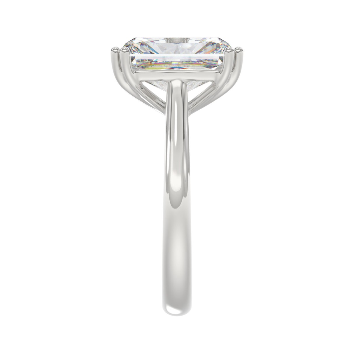 14K WHITE GOLD 5.00CT EMERALD DIAMOND LADIES RING (CENTER STONE EMERALD DIAMOND 5CT)