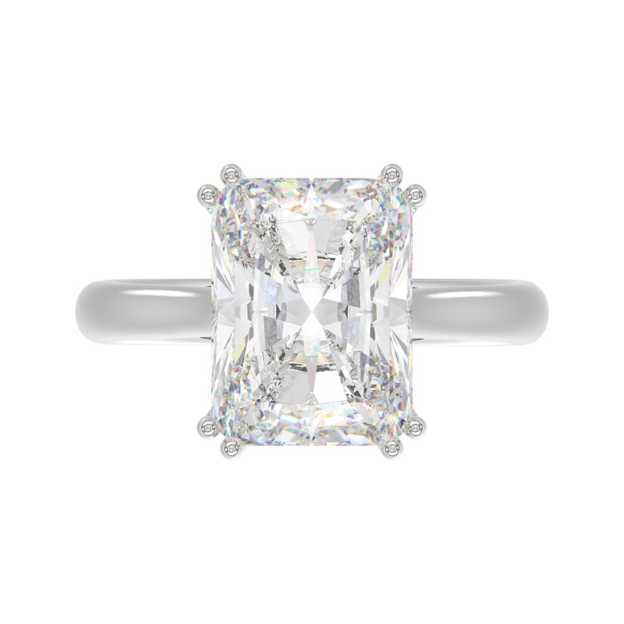 14K WHITE GOLD 5.00CT EMERALD DIAMOND LADIES RING (CENTER STONE EMERALD DIAMOND 5CT)