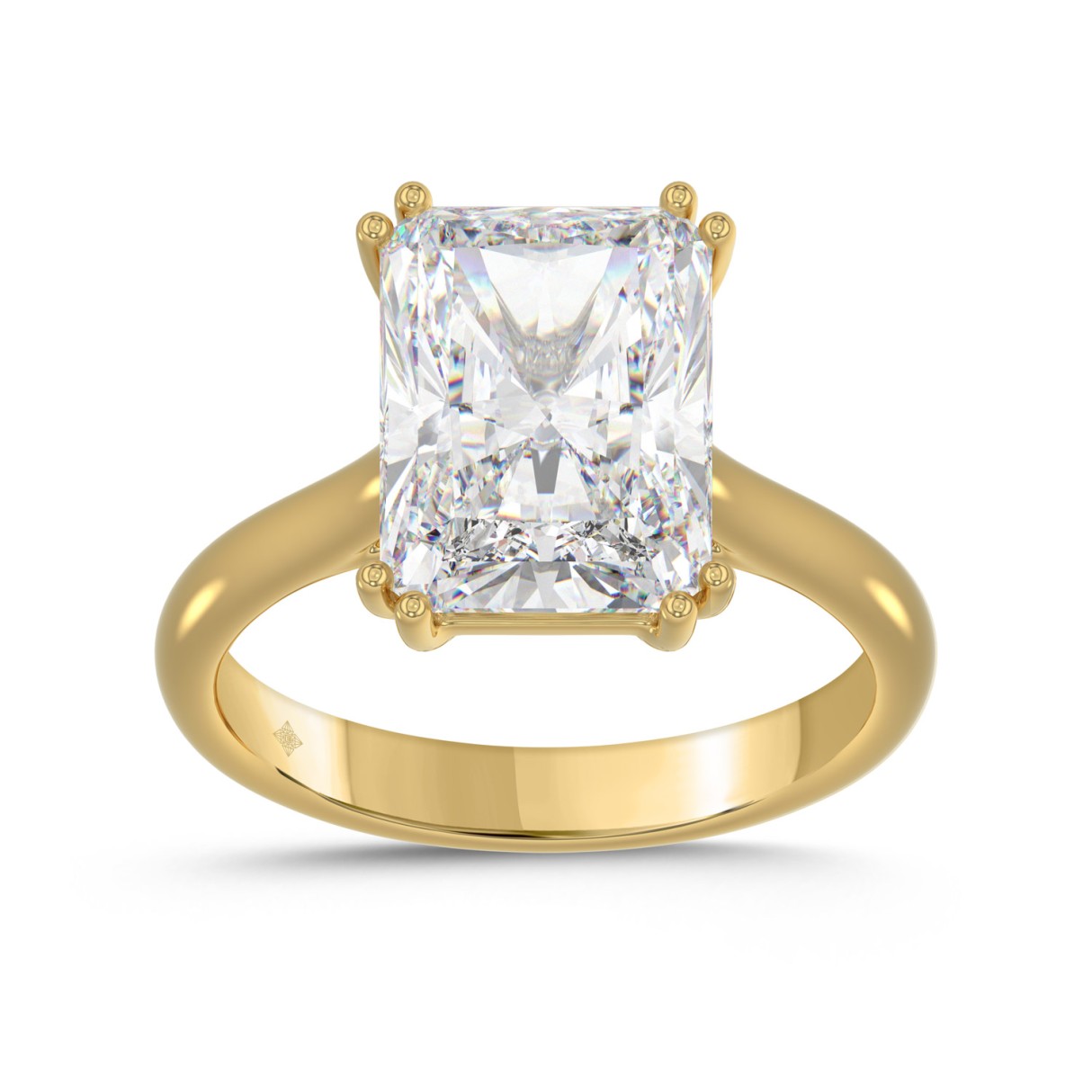 14K YELLOW GOLD 5.00CT EMERALD DIAMOND LADIES RING...