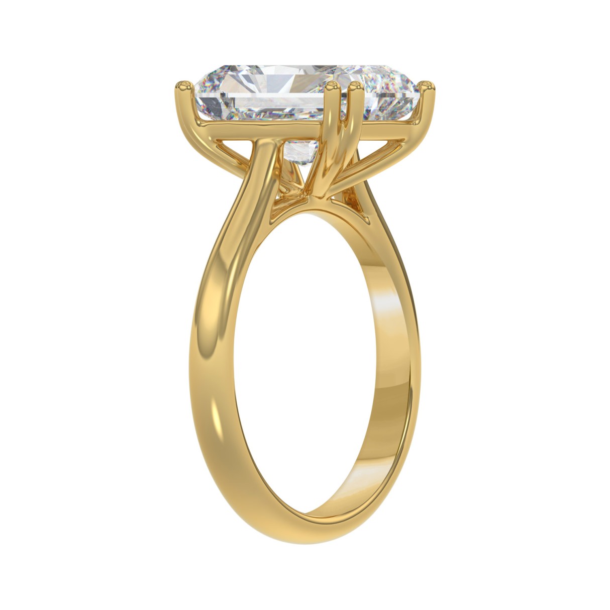 14K YELLOW GOLD 5.00CT EMERALD DIAMOND LADIES RING (CENTER STONE EMERALD DIAMOND 5CT)