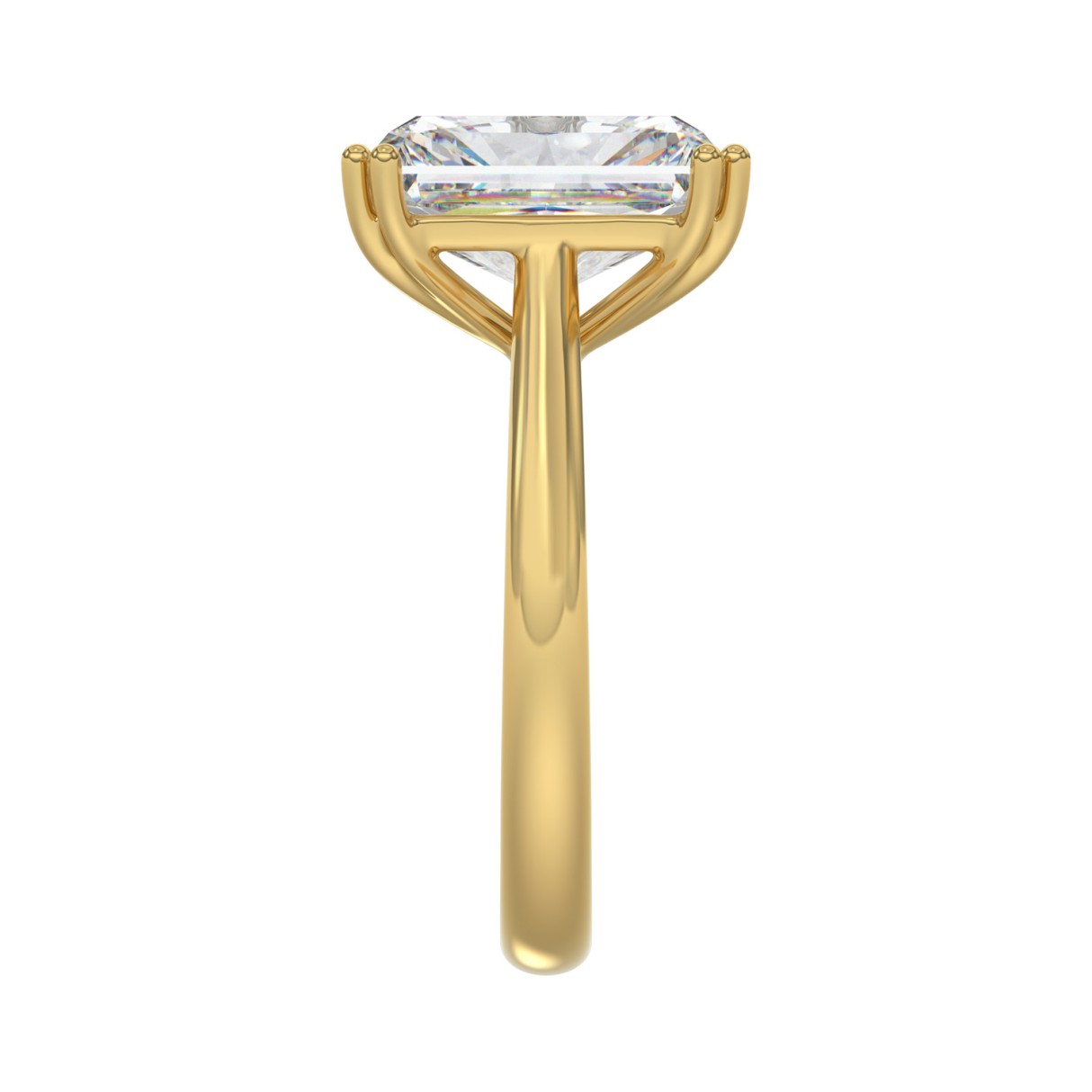 14K YELLOW GOLD 5.00CT EMERALD DIAMOND LADIES RING (CENTER STONE EMERALD DIAMOND 5CT)