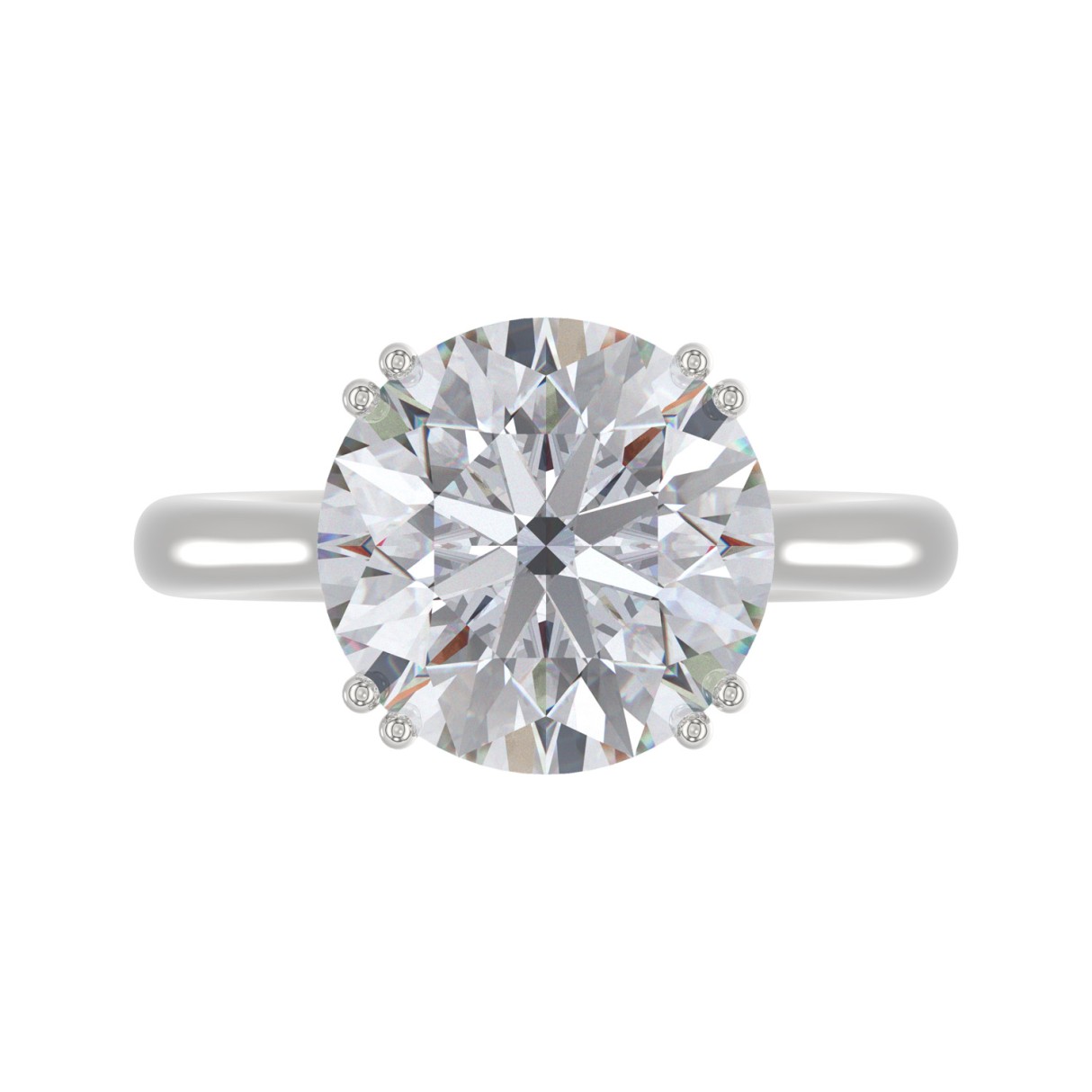 14K WHITE GOLD 5.00CT ROUND DIAMOND LADIES RING (CENTER STONE ROUND DIAMOND 5CT)