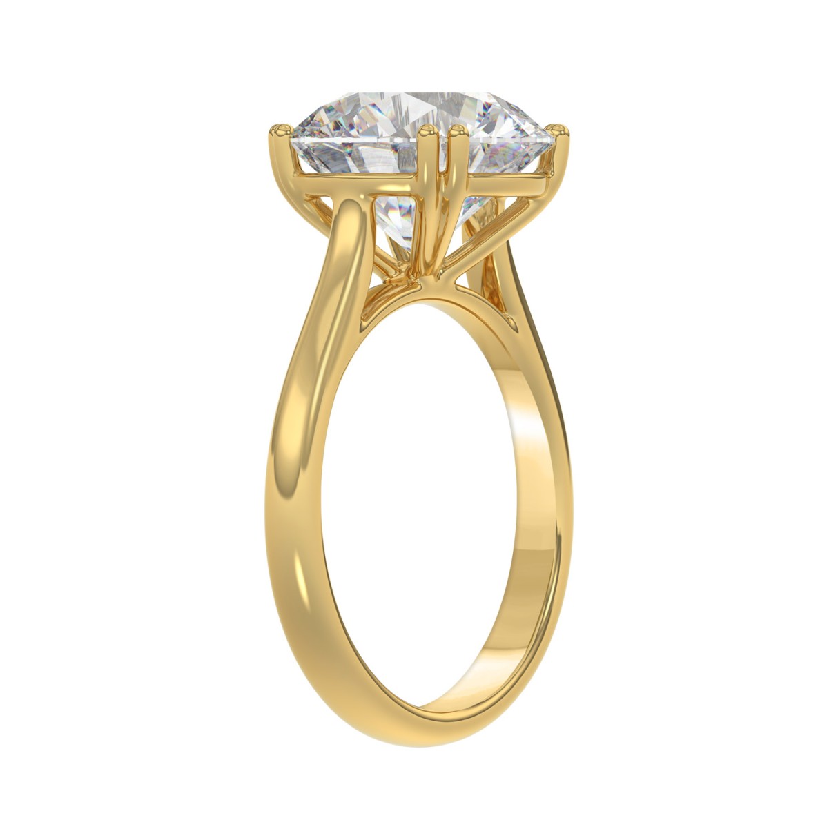 14K YELLOW GOLD 5.00CT ROUND DIAMOND LADIES RING (CENTER STONE ROUND DIAMOND 5CT)
