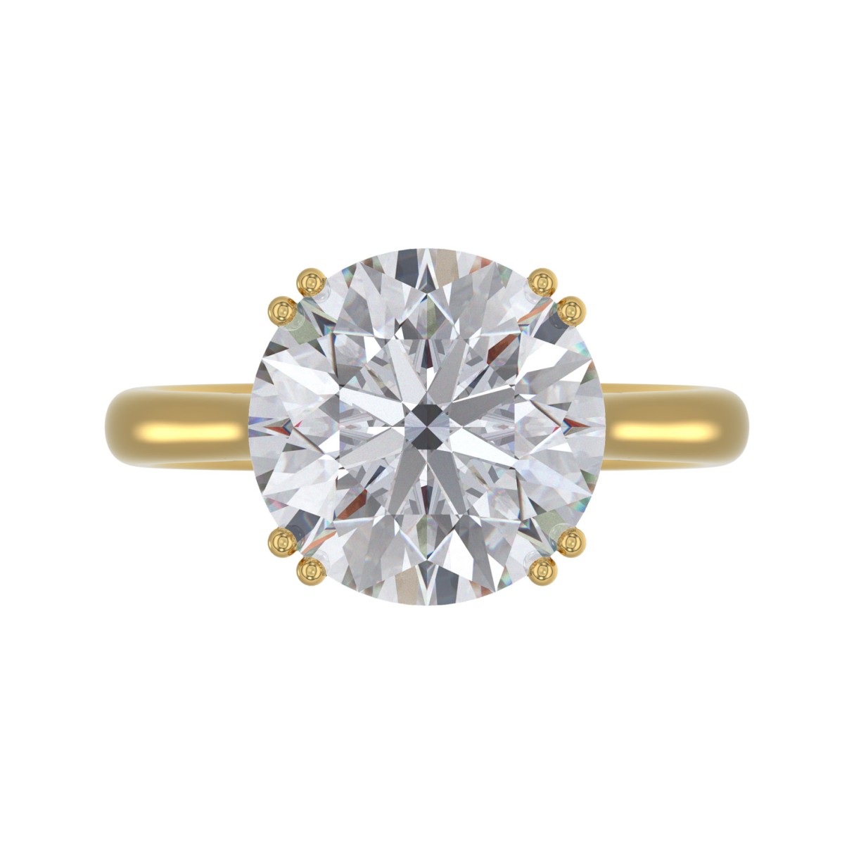 14K YELLOW GOLD 5.00CT ROUND DIAMOND LADIES RING (CENTER STONE ROUND DIAMOND 5CT)