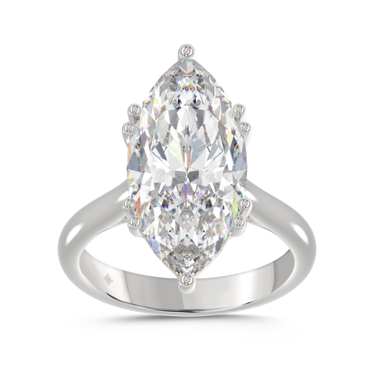 14K WHITE GOLD 5.00CT ROUND/MARQUISE DIAMOND LADIE...