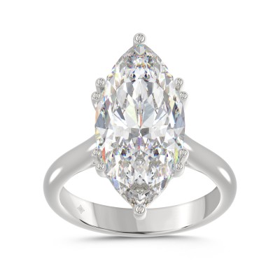 14K WHITE GOLD 5.00CT ROUND/MARQUISE DIAMOND LADIES RING (CENTER STONE MARQUISE DIAMOND 5CT)