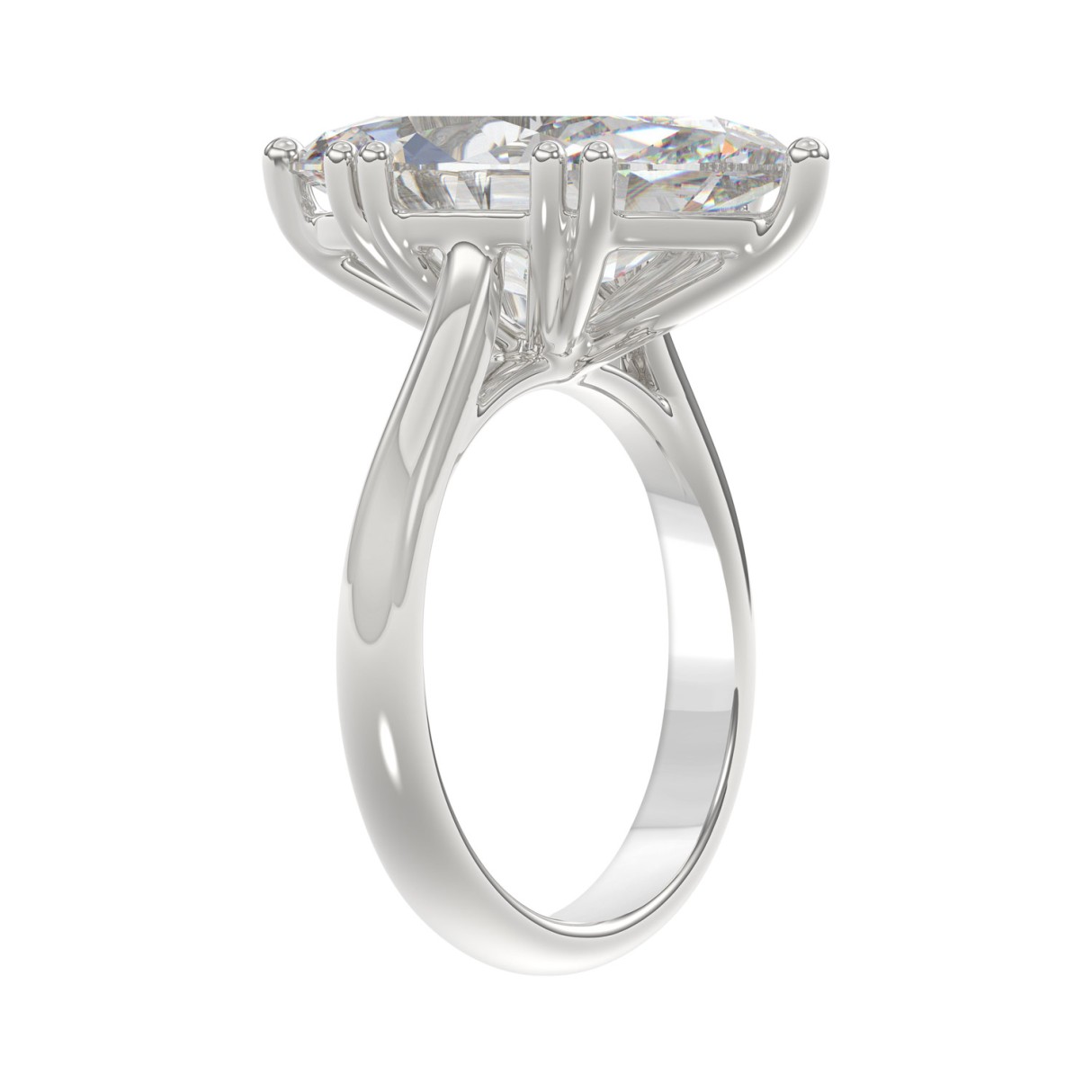 14K WHITE GOLD 5.00CT ROUND/MARQUISE DIAMOND LADIES RING (CENTER STONE MARQUISE DIAMOND 5CT)
