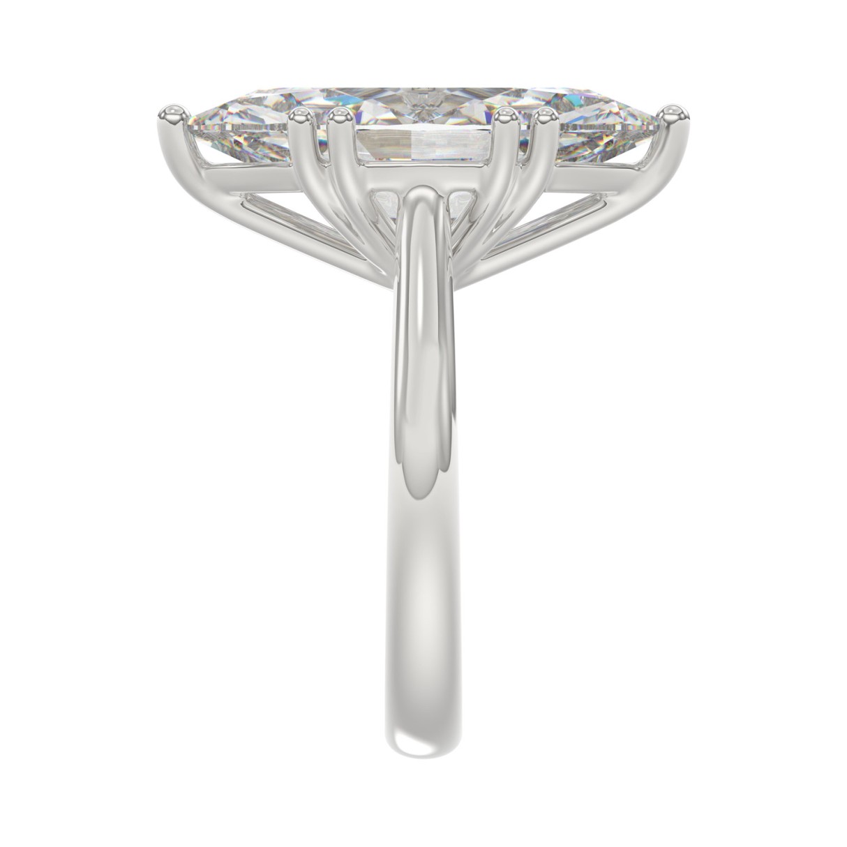 14K WHITE GOLD 5.00CT ROUND/MARQUISE DIAMOND LADIES RING (CENTER STONE MARQUISE DIAMOND 5CT)