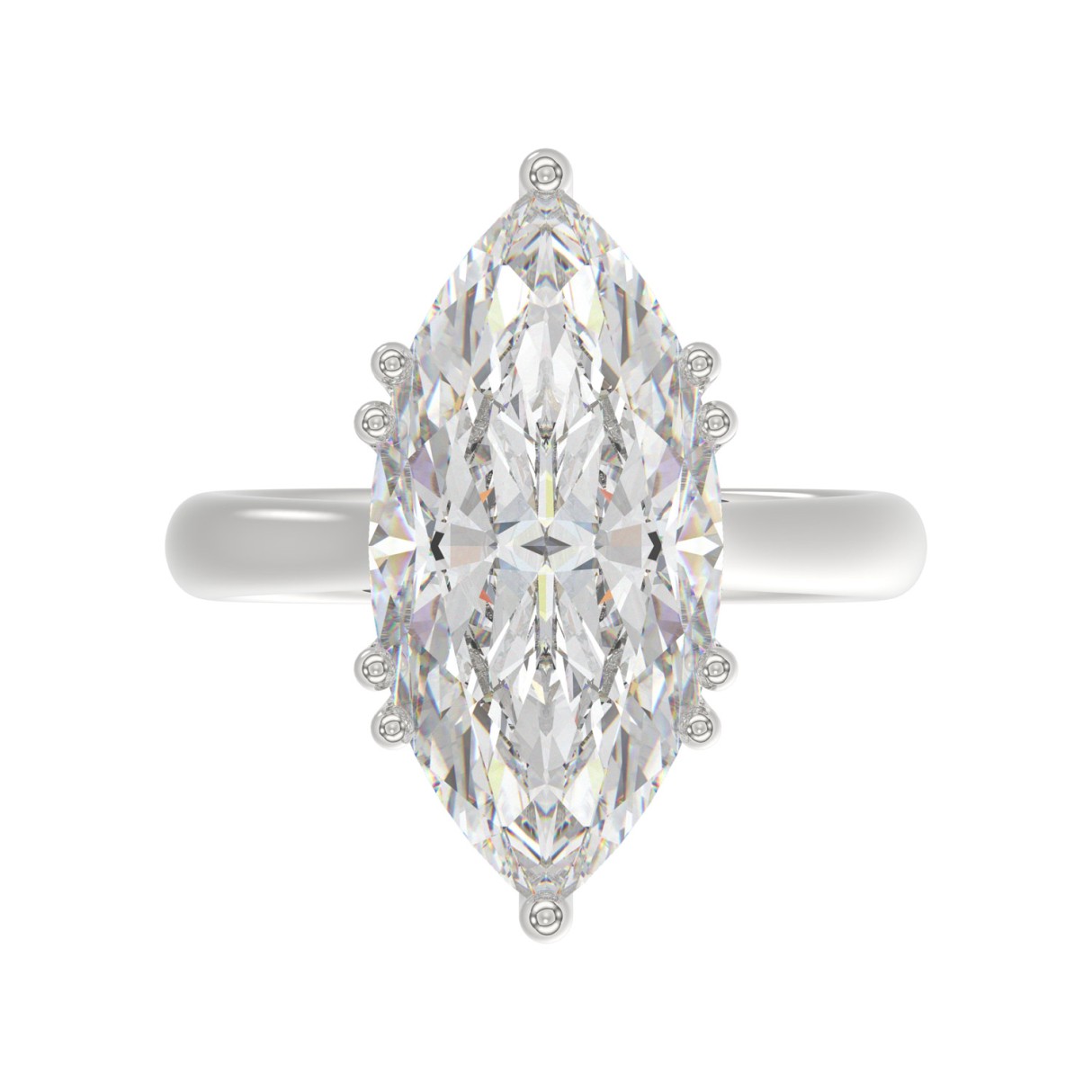 14K WHITE GOLD 5.00CT ROUND/MARQUISE DIAMOND LADIES RING (CENTER STONE MARQUISE DIAMOND 5CT)