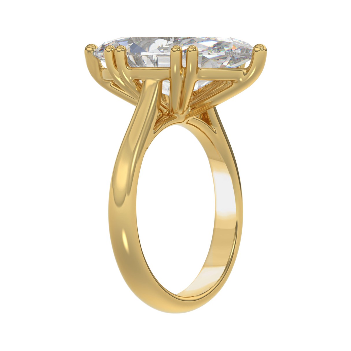 14K YELLOW GOLD 5.00CT ROUND/MARQUISE DIAMOND LADIES RING (CENTER STONE MARQUISE DIAMOND 5CT)