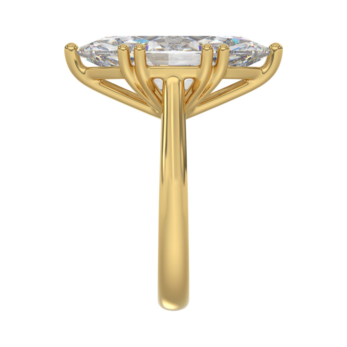 14K YELLOW GOLD 5.00CT ROUND/MARQUISE DIAMOND LADIES RING (CENTER STONE MARQUISE DIAMOND 5CT)
