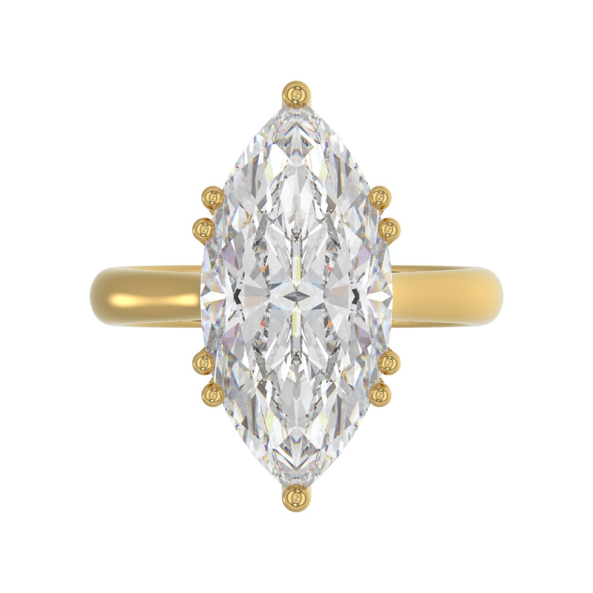 14K YELLOW GOLD 5.00CT ROUND/MARQUISE DIAMOND LADIES RING (CENTER STONE MARQUISE DIAMOND 5CT)