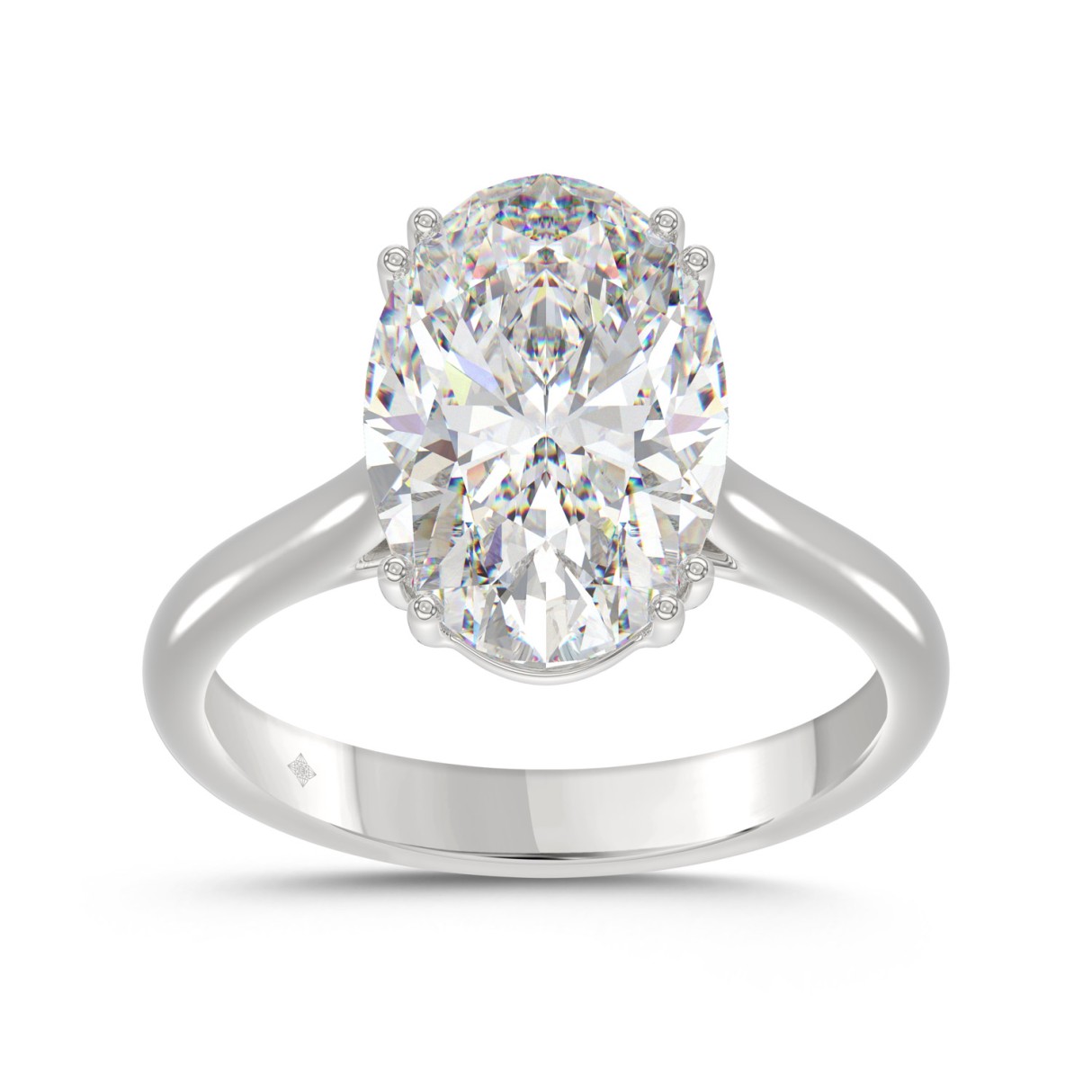 14K WHITE GOLD 5.00CT OVAL DIAMOND LADIES RING (CE...