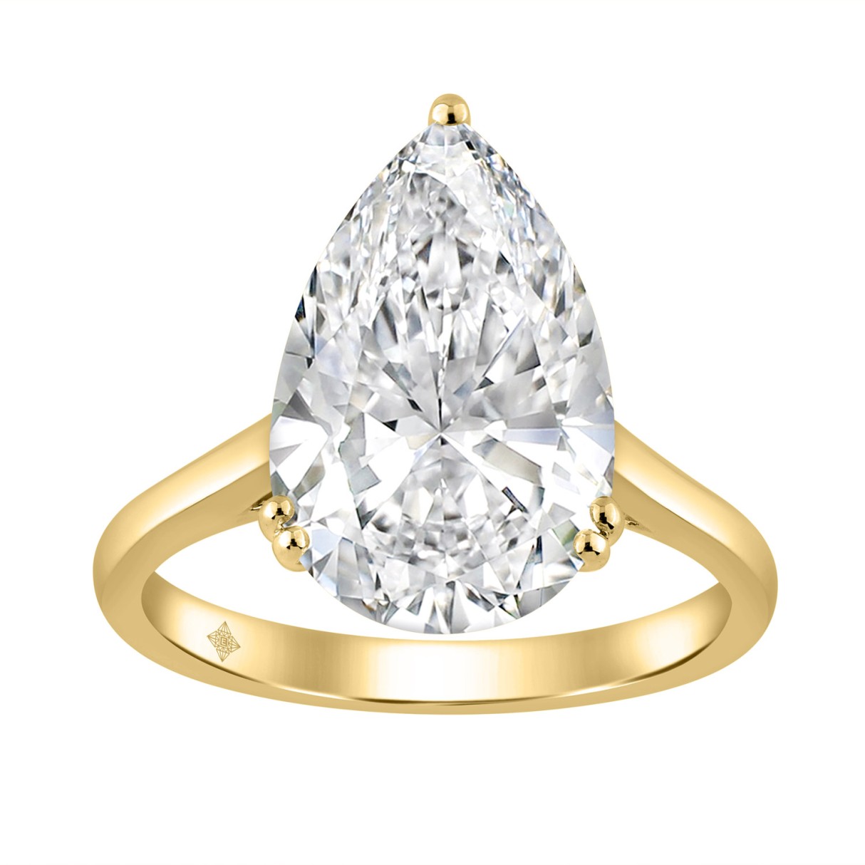 14K YELLOW GOLD 5.00CT PEAR DIAMOND LADIES RING (CENTER STONE PEAR DIAMOND 5CT)