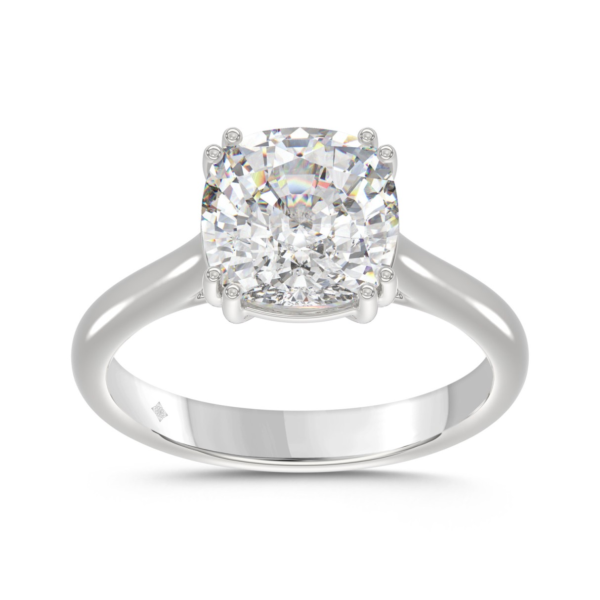 14K WHITE GOLD 5.00CT CUSHION DIAMOND LADIES RING ...