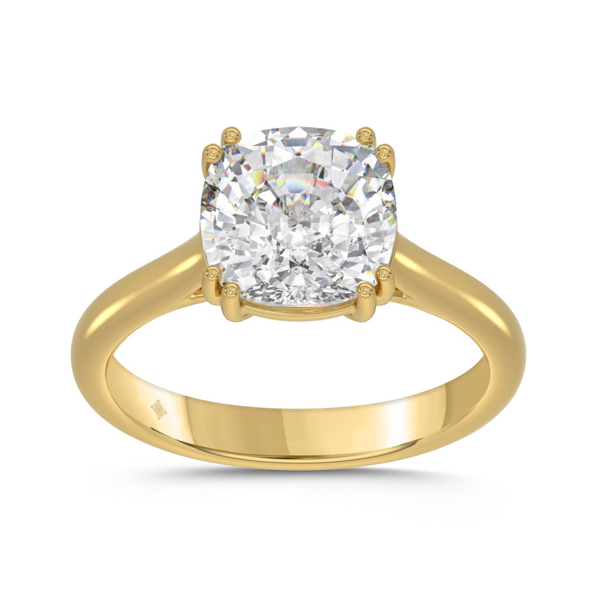 14K YELLOW GOLD 5.00CT CUSHION DIAMOND LADIES RING...