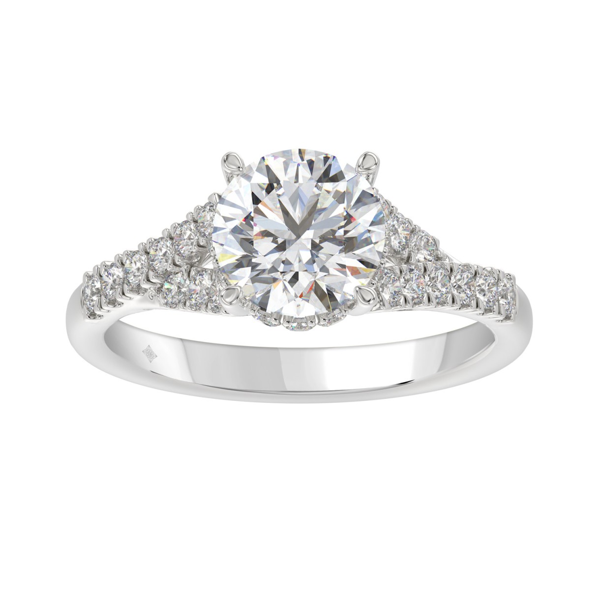 14K WHITE GOLD 2 3/8CT ROUND DIAMOND LADIES RING (...