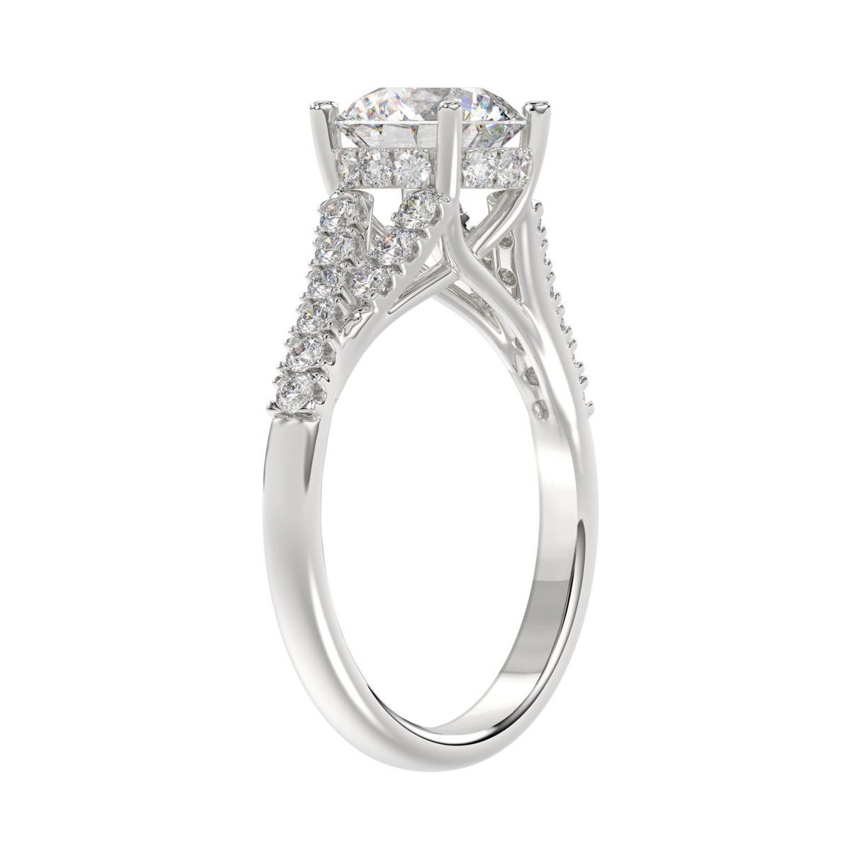 14K WHITE GOLD 2 3/8CT ROUND DIAMOND LADIES RING (CENTER STONE ROUND DIAMOND 2CT)