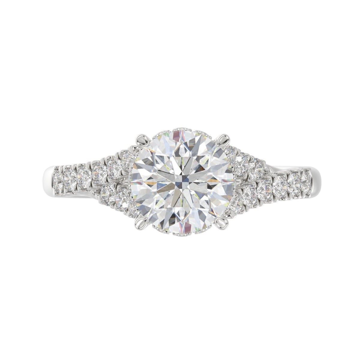 14K WHITE GOLD 2 3/8CT ROUND DIAMOND LADIES RING (CENTER STONE ROUND DIAMOND 2CT)