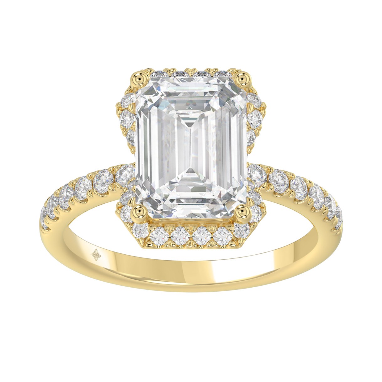 14K Yellow Gold 4 1/2CT ladies Round & Emerald...