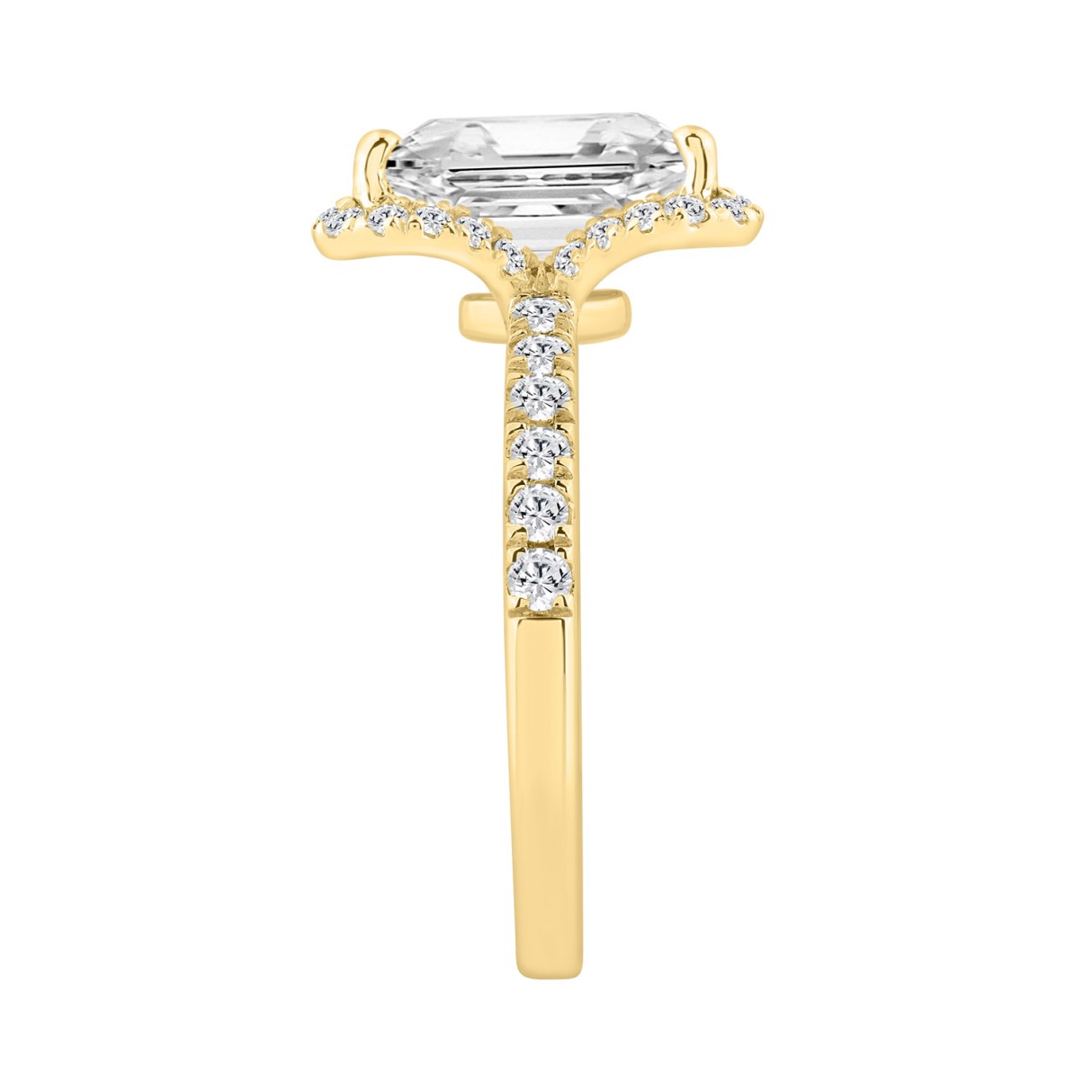 14K YELLOW GOLD 4 1/2CT ROUND/EMERALD DIAMOND LADIES RING (CENTER STONE EMERALD DIAMOND 4.00CT)