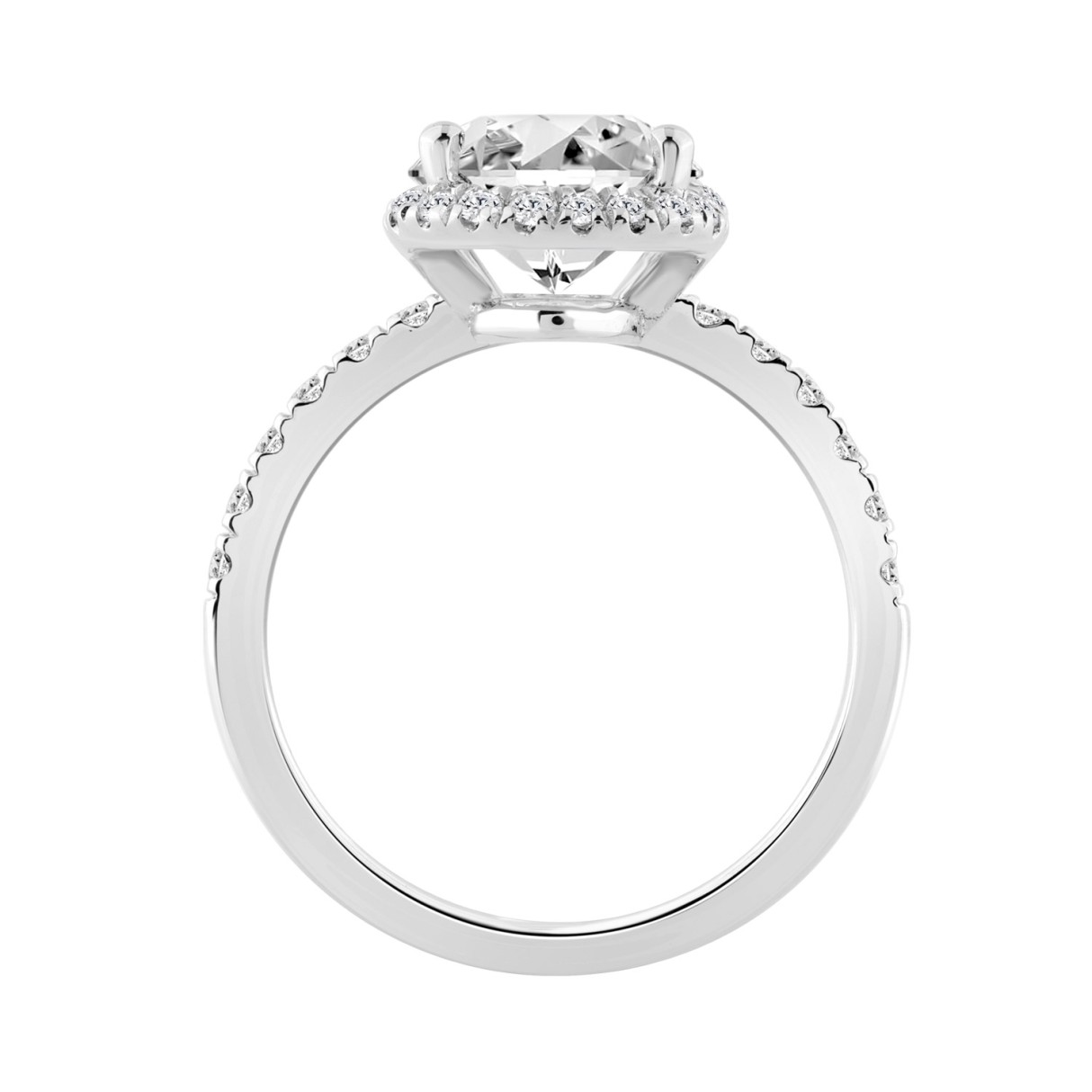 14K WHITE GOLD 4 1/2CT ROUND/OVAL DIAMOND LADIES RING (CENTER STONE OVAL DIAMOND 4.00CT)