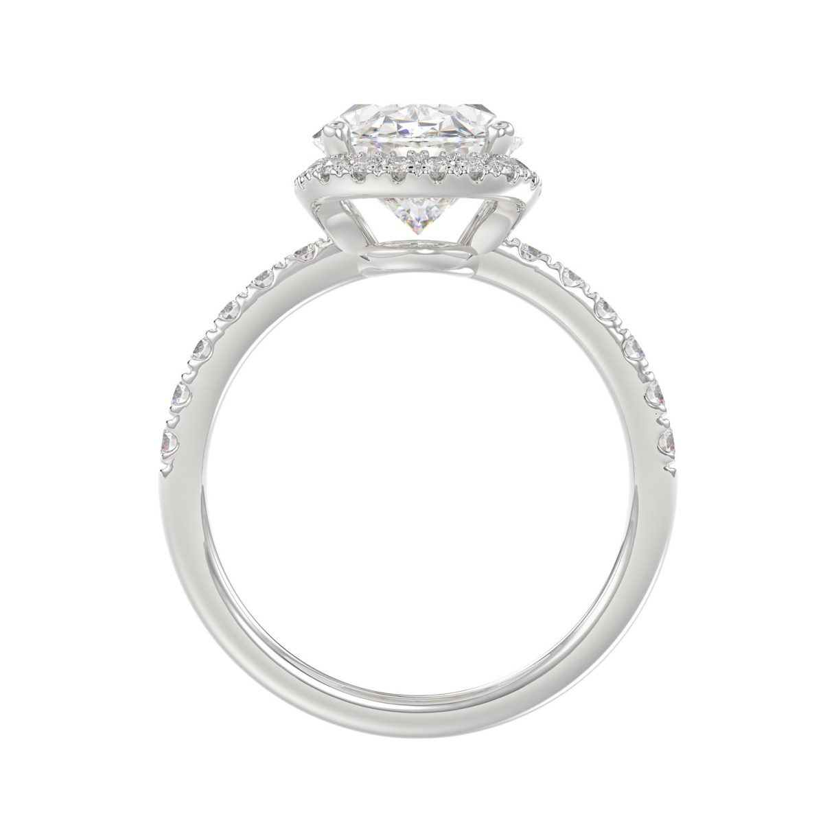 14K WHITE GOLD 4 1/2CT ROUND/OVAL DIAMOND LADIES RING (CENTER STONE OVAL DIAMOND 4.00CT & Color F-G Clarity VS1/VS2)