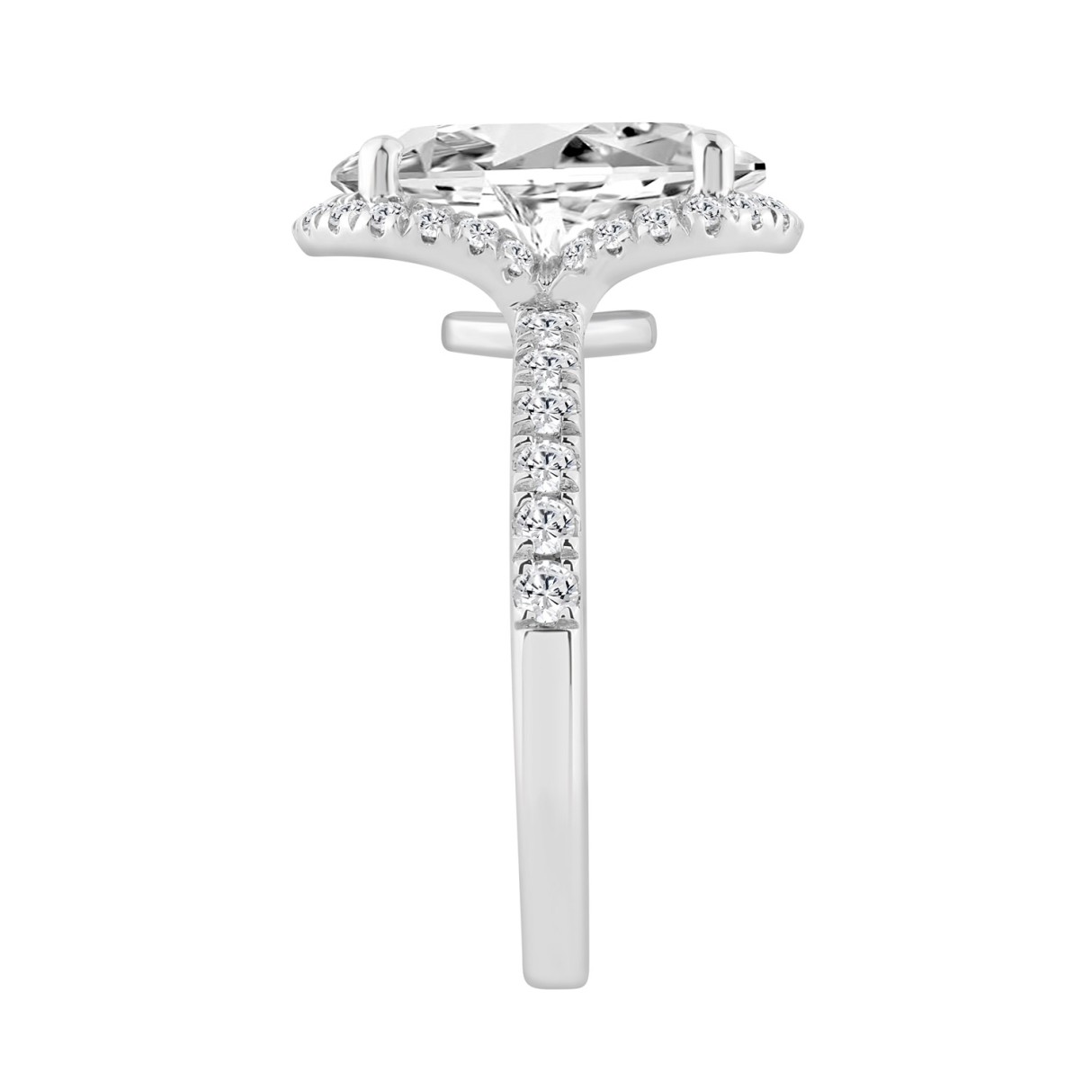 14K WHITE GOLD 4 1/2CT ROUND/OVAL DIAMOND LADIES RING (CENTER STONE OVAL DIAMOND 4.00CT)