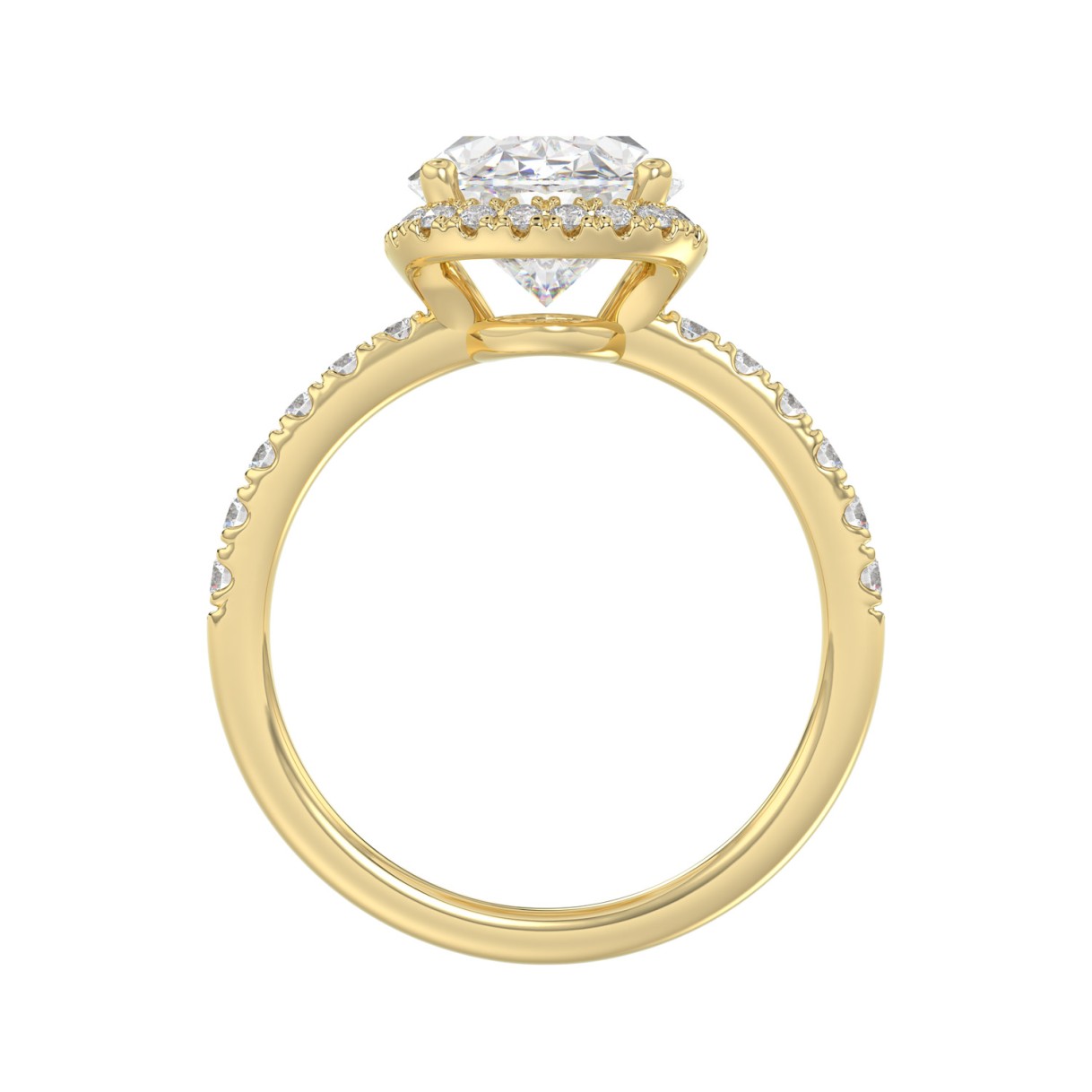 14K YELLOW GOLD 4 1/2CT ROUND/OVAL DIAMOND LADIES RING (CENTER STONE OVAL DIAMOND 4.00CT & Color F-G Clarity VS1/VS2)