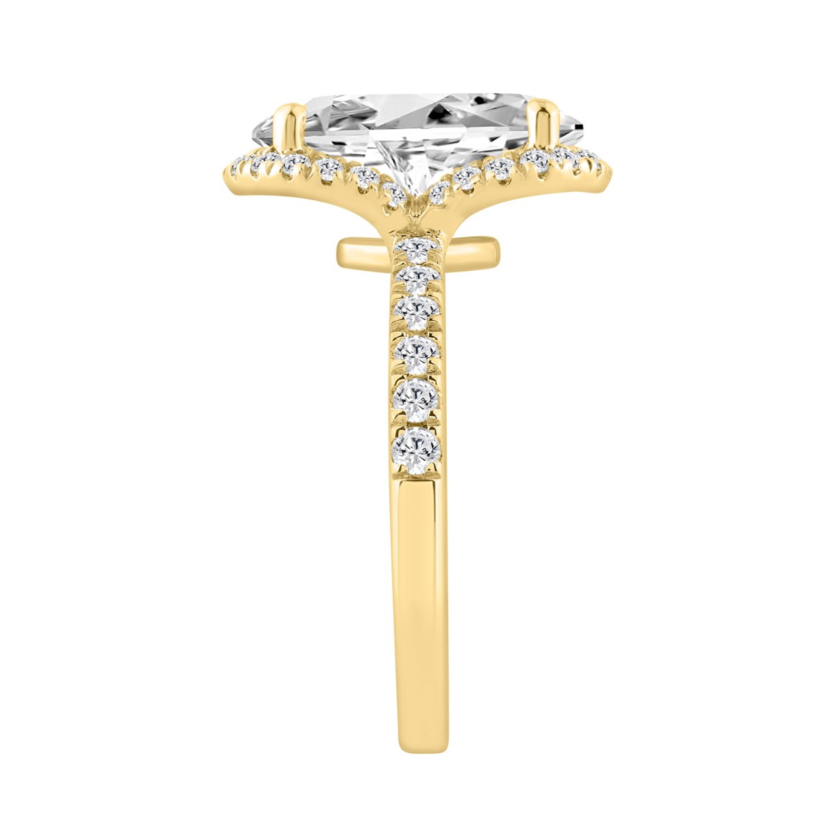 14K YELLOW GOLD 4 1/2CT ROUND/OVAL DIAMOND LADIES RING (CENTER STONE OVAL DIAMOND 4.00CT)