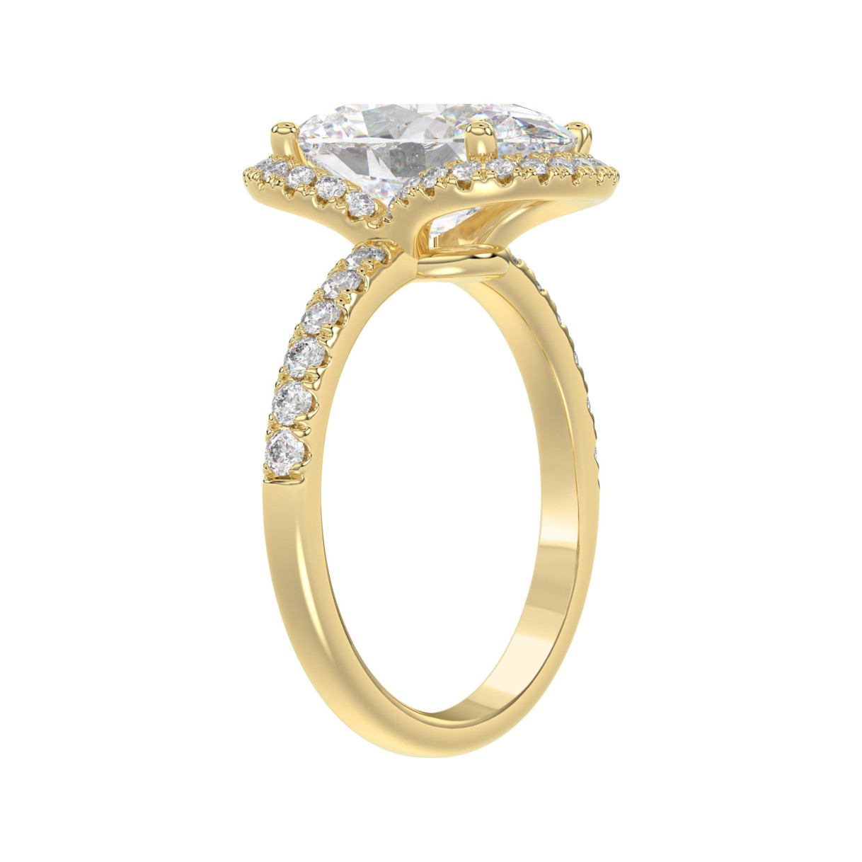 14K YELLOW GOLD 4 1/2CT ROUND/OVAL DIAMOND LADIES RING (CENTER STONE OVAL DIAMOND 4.00CT & Color F-G Clarity VS1/VS2)