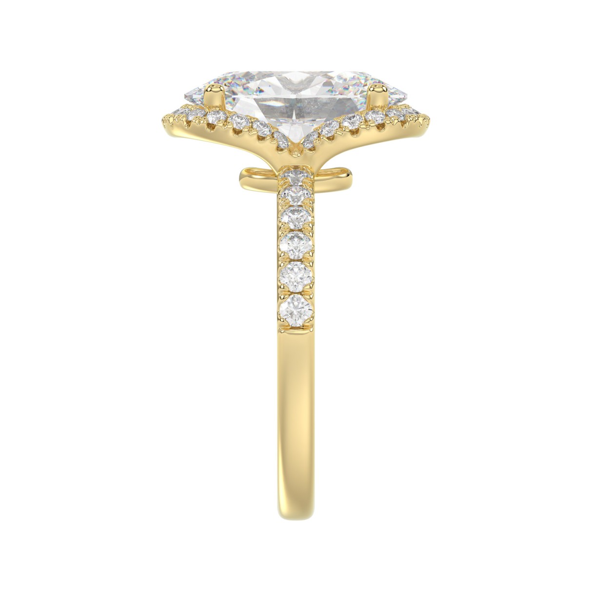 14K YELLOW GOLD 4 1/2CT ROUND/OVAL DIAMOND LADIES RING (CENTER STONE OVAL DIAMOND 4.00CT & Color F-G Clarity VS1/VS2)