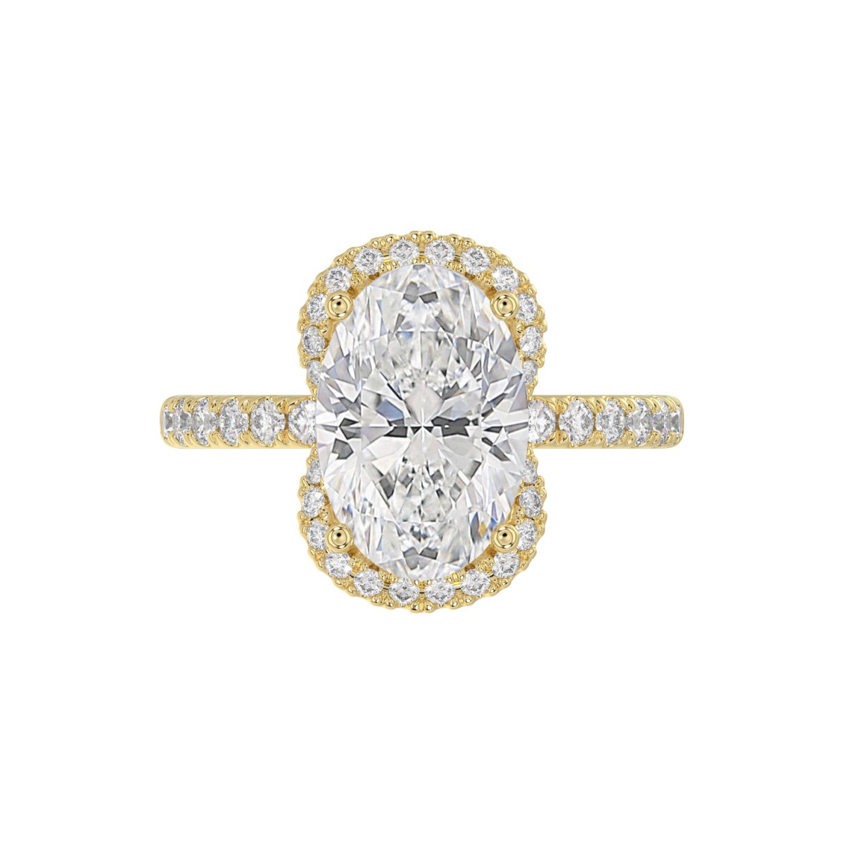 14K YELLOW GOLD 4 1/2CT ROUND/OVAL DIAMOND LADIES RING (CENTER STONE OVAL DIAMOND 4.00CT & Color F-G Clarity VS1/VS2)